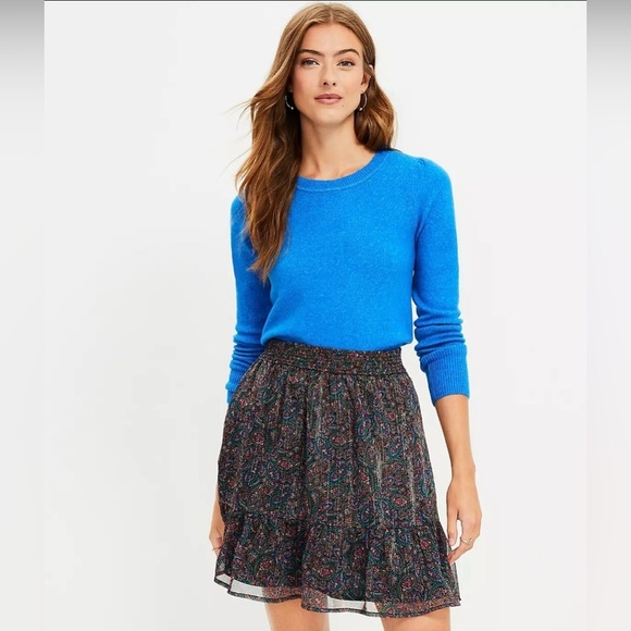 Loft Shimmer Paisley Tiered short Skirt size Large - Picture 2 of 13